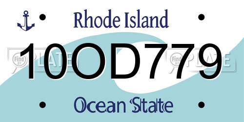 10OD779 Rhode Island License Plate