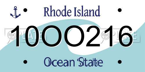10OO216 Rhode Island License Plate