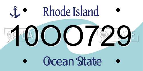 10OO729 Rhode Island License Plate