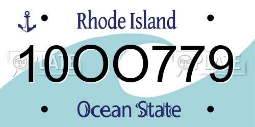 10OO779 Rhode Island License Plate