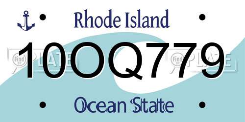 10OQ779 Rhode Island License Plate