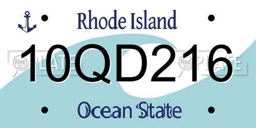 10QD216 Rhode Island License Plate