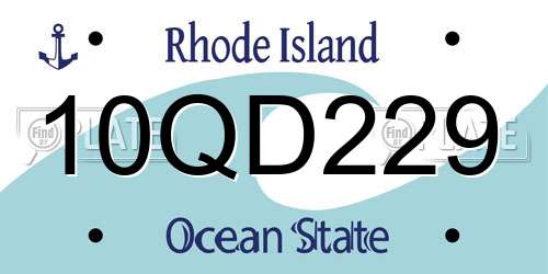 10QD229 Rhode Island License Plate