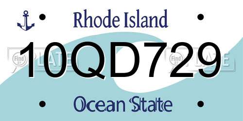 10QD729 Rhode Island License Plate