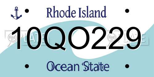 10QO229 Rhode Island License Plate