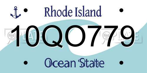 10QO779 Rhode Island License Plate
