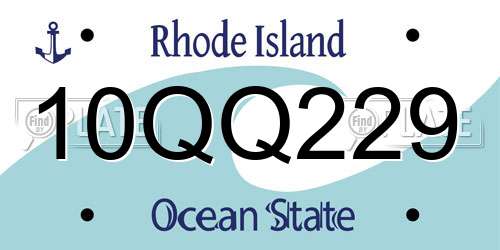 10QQ229 Rhode Island License Plate
