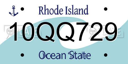 10QQ729 Rhode Island License Plate
