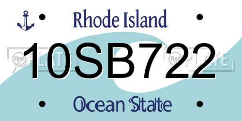10SB722 Rhode Island License Plate