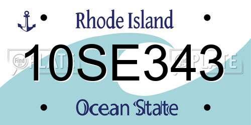 10SE343 Rhode Island License Plate