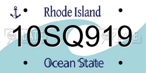 10SQ919 Rhode Island License Plate