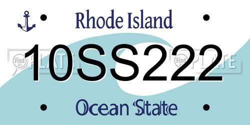 10SS222 Rhode Island License Plate