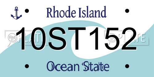10ST152 Rhode Island License Plate