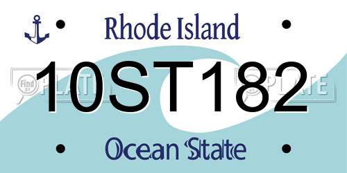 10ST182 Rhode Island License Plate