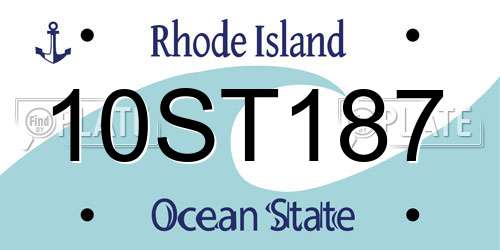 10ST187 Rhode Island License Plate