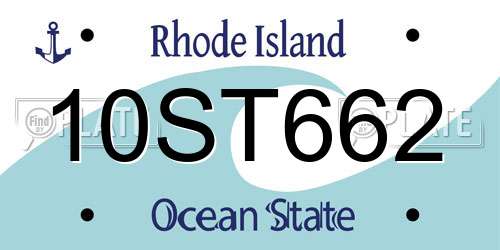 10ST662 Rhode Island License Plate