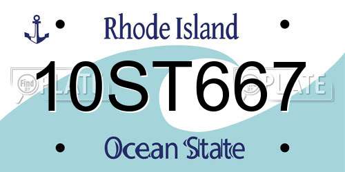 10ST667 Rhode Island License Plate
