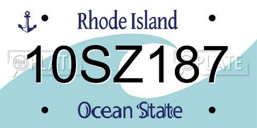 10SZ187 Rhode Island License Plate