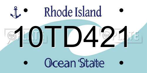 10TD421 Rhode Island License Plate