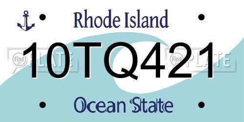 10TQ421 Rhode Island License Plate
