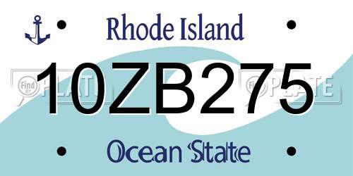 10ZB275 Rhode Island License Plate