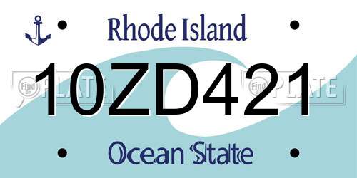 10ZD421 Rhode Island License Plate