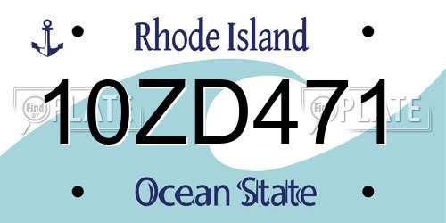 10ZD471 Rhode Island License Plate