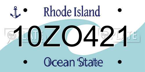10ZO421 Rhode Island License Plate