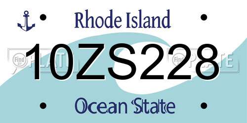 10ZS228 Rhode Island License Plate