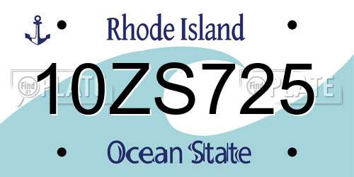 10ZS725 Rhode Island License Plate