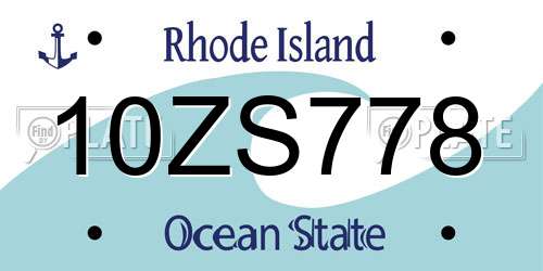 10ZS778 Rhode Island License Plate