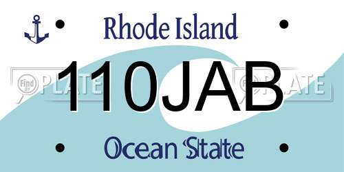 110JAB Rhode Island License Plate