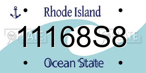 11168S8 Rhode Island License Plate