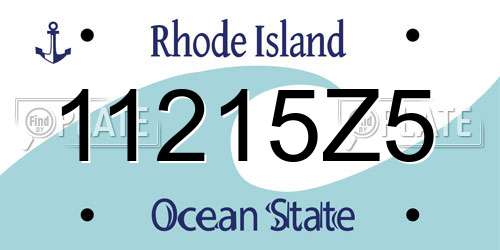 11215Z5 Rhode Island License Plate