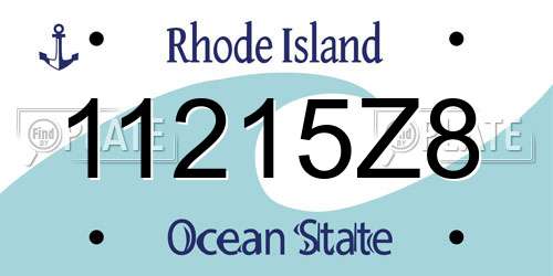11215Z8 Rhode Island License Plate
