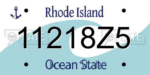 11218Z5 Rhode Island License Plate