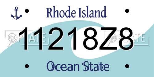 11218Z8 Rhode Island License Plate