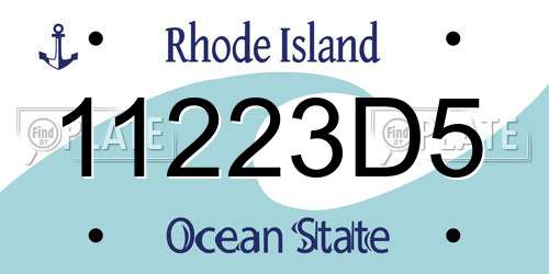 11223D5 Rhode Island License Plate
