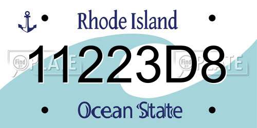 11223D8 Rhode Island License Plate
