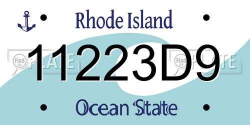 11223D9 Rhode Island License Plate