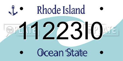 11223I0 Rhode Island License Plate