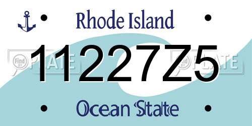 11227Z5 Rhode Island License Plate