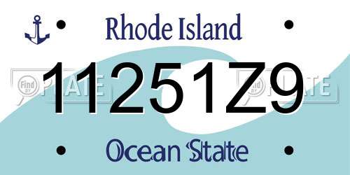 11251Z9 Rhode Island License Plate