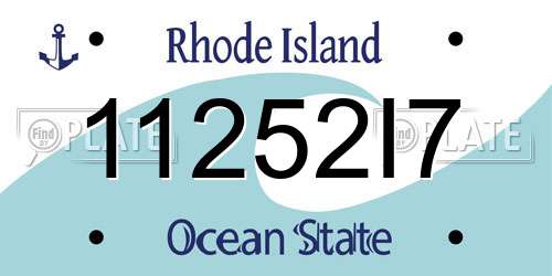 11252I7 Rhode Island License Plate