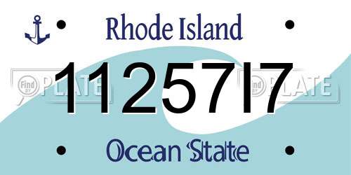 11257I7 Rhode Island License Plate