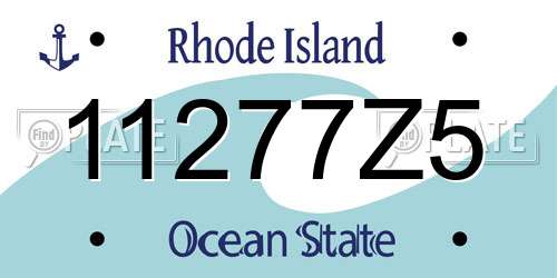11277Z5 Rhode Island License Plate