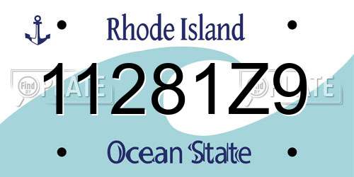 11281Z9 Rhode Island License Plate