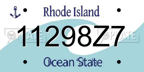 11298Z7 Rhode Island License Plate