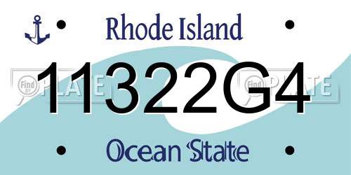 11322G4 Rhode Island License Plate