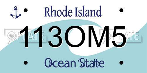 113OM5 Rhode Island License Plate